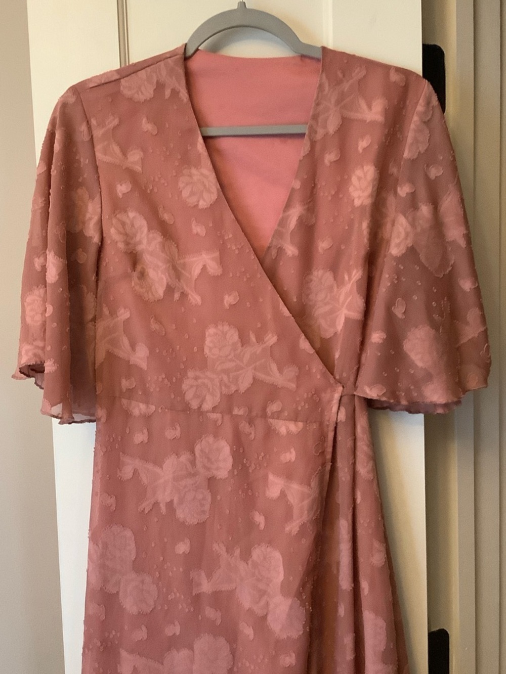 SHEIN Dusty Rose Jacquard Wrap Maxi Dress - Picture 2 of 7